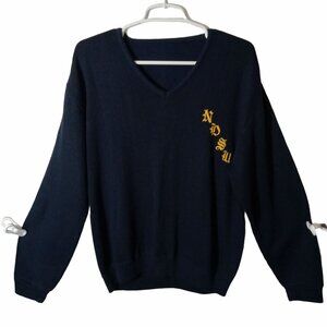 Vintage NDSU Navy Blue V Neck Sweater L North Dakota State University Thundar